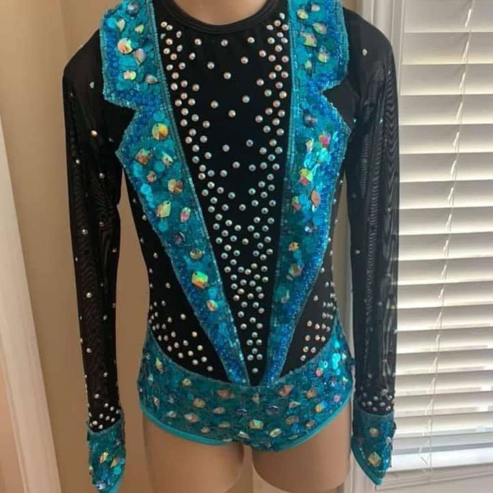 Glamour Black and Blue Kids Dance Costume